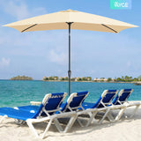 Ayge 6.5x10FT Rectangular Patio Umbrella Outdoor Table Umbrella w/Push Button Tilt & Crank Rectangle Market Umbrella UV Protection for Garden,Deck,Lawn,Yard & Pool,Beige Ayge