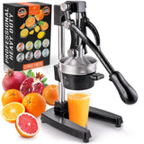 Zulay Kitchen Cast-Iron Orange Juice Squeezer - Heavy-Duty, Easy-to-Clean, Professional Citrus Juicer - Durable Stainless Steel Lemon Squeezer - Sturdy Manual Citrus Press & Orange Squeezer (Black) Zulay Kitchen