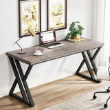 Tribesigns Writing Computer Desk, 55 inch Heavy Duty Study Desk with Z-Shaped Metal Leg, Modern Simple Home Office Computer Desk, Grey Tribesigns