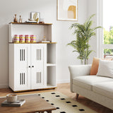 Rovibek Cat Litter Box Enclosure for 2 Cats, Litter Boxes Furniture Hidden with Storage, Cat Litter Cabinet with Scratch Mat, Fit Most of Litter Box, White Rovibek