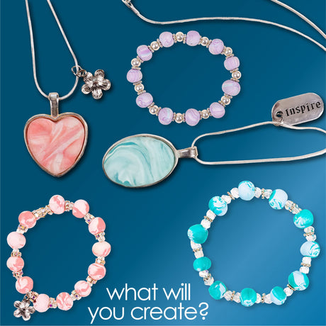 Hapinest Make Your Own Clay Jewelry Making Kit for Girls,Create 3 Bracelets & 3 Necklaces Hapinest
