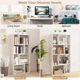 IFANNY Bookshelf, 48’’ Tall Bookcase with 8 Cubes, Small Bookshelf with Storage, Geometric Display Shelf, Wooden Bookshelves & Bookcases, Book Shelves for Bedroom, Living Room, Study (White) IFANNY