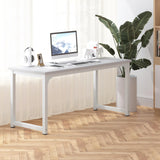 NSdirect Large Office Desk for Home Office, Large 63" Computer Desk Table, Wide Writing Study Desk for 2 Person, Metal Sturdy Frame Thicker Steel Legs, (White, 62.6" L x 22.8" W x 28.7" H) NSdirect