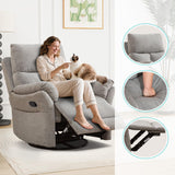 ANJ Manual Fabric Recliner Chair Set of 2, Swivel Rocker Glider, Silver ANJ