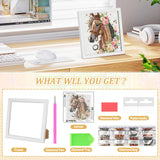 SENQAO Horse Diamond Art Kit for Adults with Frame Art and Crafts for Adults Ages 4-6-8-12 Easy to DIY Diamond Art for Adults and Adult Beginners Home Wall Decoration 7.1x7.1inch SENQAO