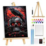 MOGTAA Halloween Paint by Numbers Kit for Adults Beginners with Frame, Skull Adult Paint by Number Kits on Canvas with Easel, Easy DIY Birds Oil Painting Kits for Home Decor, 8x12in MOGTAA