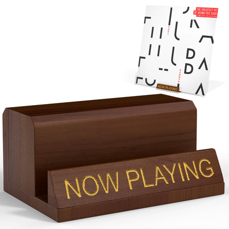 Now Playing Vinyl Record Stand | Vinyl Record Holder Display | Wood Records Storage Stands for Albums | Now Spinning Vinyl Accessories Rack Heather & Willow