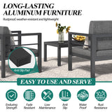 GARTOO Outdoor Aluminum Furniture Set - 5 Pieces Patio Conversation Sofa Sets with Upgraded Removable Cushion, Outside Sectional Sofas Sets with Coffee Table for Balcony, Backyard, Patio, Poolside GARTOO