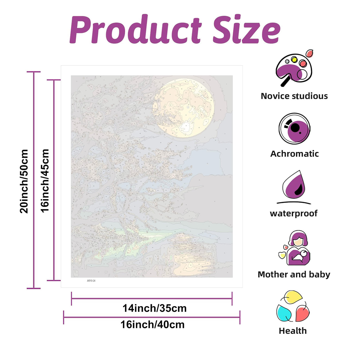 Ausanrl Moon Paint by Numbers Kits for Adults-Moon Paint by Numbers Adult,DIY Oil Painting Art Acrylic Adult Paint by Number Kits on Canvas Perfect for Gifts Home Wall Decor 16x20inch Ausanrl