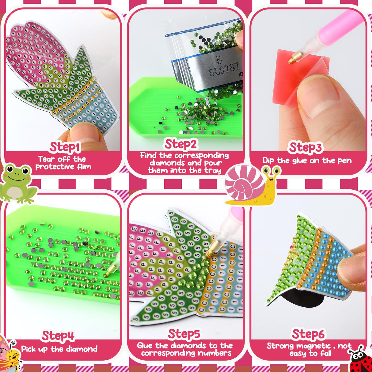 Saillong 20 Pcs Spring Diamond Painting Magnets Flower Butterfly Bee Gnomes Sunflower Diamond Art Magnets Kits Refrigerator Magnetic Stickers for Fridge Home Adults DIY Crafts Saillong