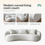 Acanva Mid Century Modern Curved Living Room Sofa, 4-Seat Boucle Fabric Couch for Bedroom, Office, Apartment, White Acanva