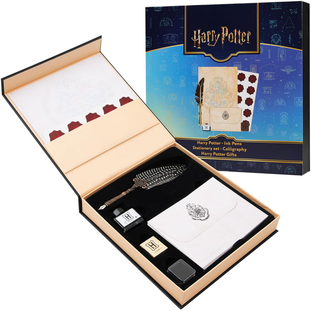 Harry Potter Calligraphy Set With Feather Quill Pen Ink A5 Paper Envelopes Stamp Stickers Fun Writing Kit Gifts for Kids Harry Potter