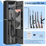 ANXINWEI Gun Safe, 2-3 Fingerprint Gun Cabinet with Anti-Theft Alarm, 180° Door Open Quick Access Biometric Rifle Safes for Home, Long Gun Safe Locker with Removable Shelf, Shotgun Safe with LED Light ANXINWEI