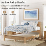 Cozyman Queen Size Solid Oak Wood Bed Frame with Headboard - No Box Spring Required, 800Lb Capacity, Easy Assembly in Dark Oak Cozyman