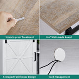 YITAHOME Farmhouse TV Stand for 65 Inch Television Stand, Entertainment Center with Storage Cabinets and Sliding Barn Doors, Rustic Media TV Console Table for Living Room, Grey White/Grey Wash YITAHOME