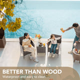 Devoko 3 Pieces Patio Furniture Sets Clearance PE Rattan Wicker Chairs with Table Outdoor Garden Porch Furniture Sets (Light Grey) Devoko