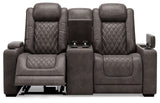 Signature Design by Ashley Hyllmont Power Reclining Loveseat with Center Console, Weathered Gray Signature Design by Ashley