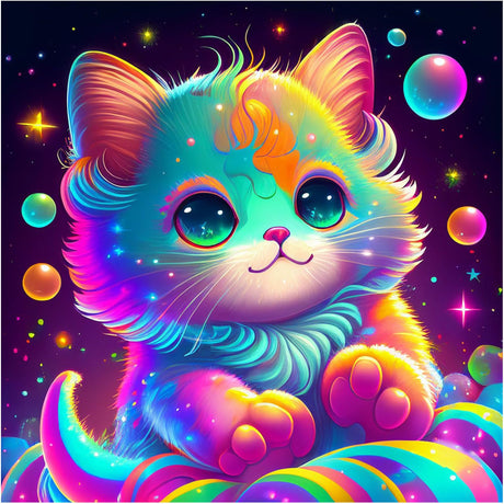 Huacan Diamond Painting AB Diamond Art Kits for Adults Colorful Cat Paint by Diamonds 5D Full Square Drill Resin Beads Gem Art Kit Home Decor Gift 11.81 * 11.81inch Huacan