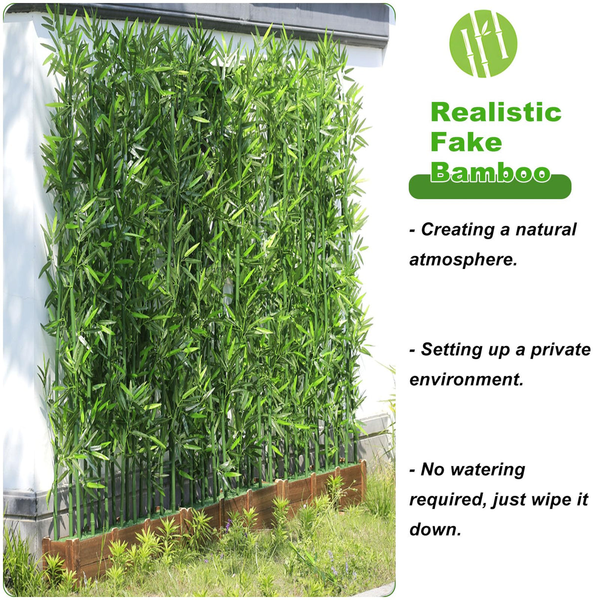 HOUSESET 4ft / 6ft Artificial Bamboo Tree 10 Pack, Fake Bamboo Plant with Encrypted Silk Leaves for Garden Yard Indoor Outdoor Decor, Privacy Waterproof Faux Plants HOUSESET