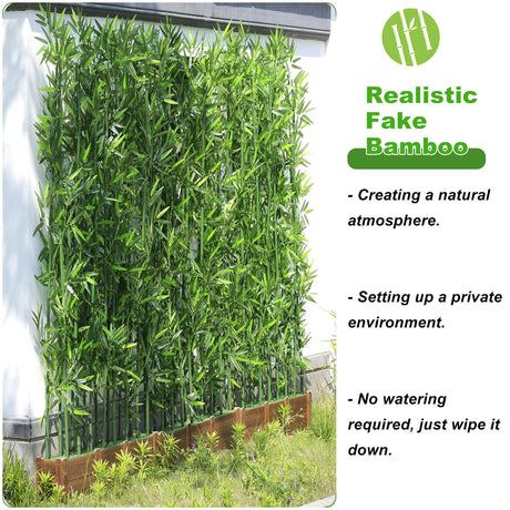 HOUSESET 4ft / 6ft Artificial Bamboo Tree 10 Pack, Fake Bamboo Plant with Encrypted Silk Leaves for Garden Yard Indoor Outdoor Decor, Privacy Waterproof Faux Plants HOUSESET
