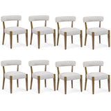 RNKSFX Wooden Dining Chairs Set of 8 Upholstered Kitchen & Dining Room Linen Fabric Chairs Mid Century Modern Dining Woven Chairs Low Back, Beige Fabric RNKSFX