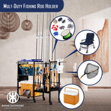 KNINE OUTDOORS Garage Fishing Pole Holders - 12 Rod Holders, 3 Layers of Storage Space for Fishing Gear and Equipment KNINE OUTDOORS