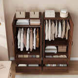 GarveeHome Armoire Wardrobe Closet with 2 Drawers,72 in Wooden Wardrobe Cabinet with Hanging Rod, Tall Clothing Armoire Cabinet with Doors and 18 Adjustable Shelves for Bedroom, Clothes,Walunt Brown GarveeHome