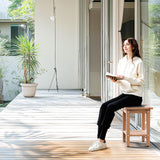 VINGLI 18 Inch HDPE Outdoor Patio Garden Small Bench Seat, Waterproof Shower Bench, Backless HDPE Stools Chairs for Inside Shower, Outdoor Short Stools (Teak) VINGLI