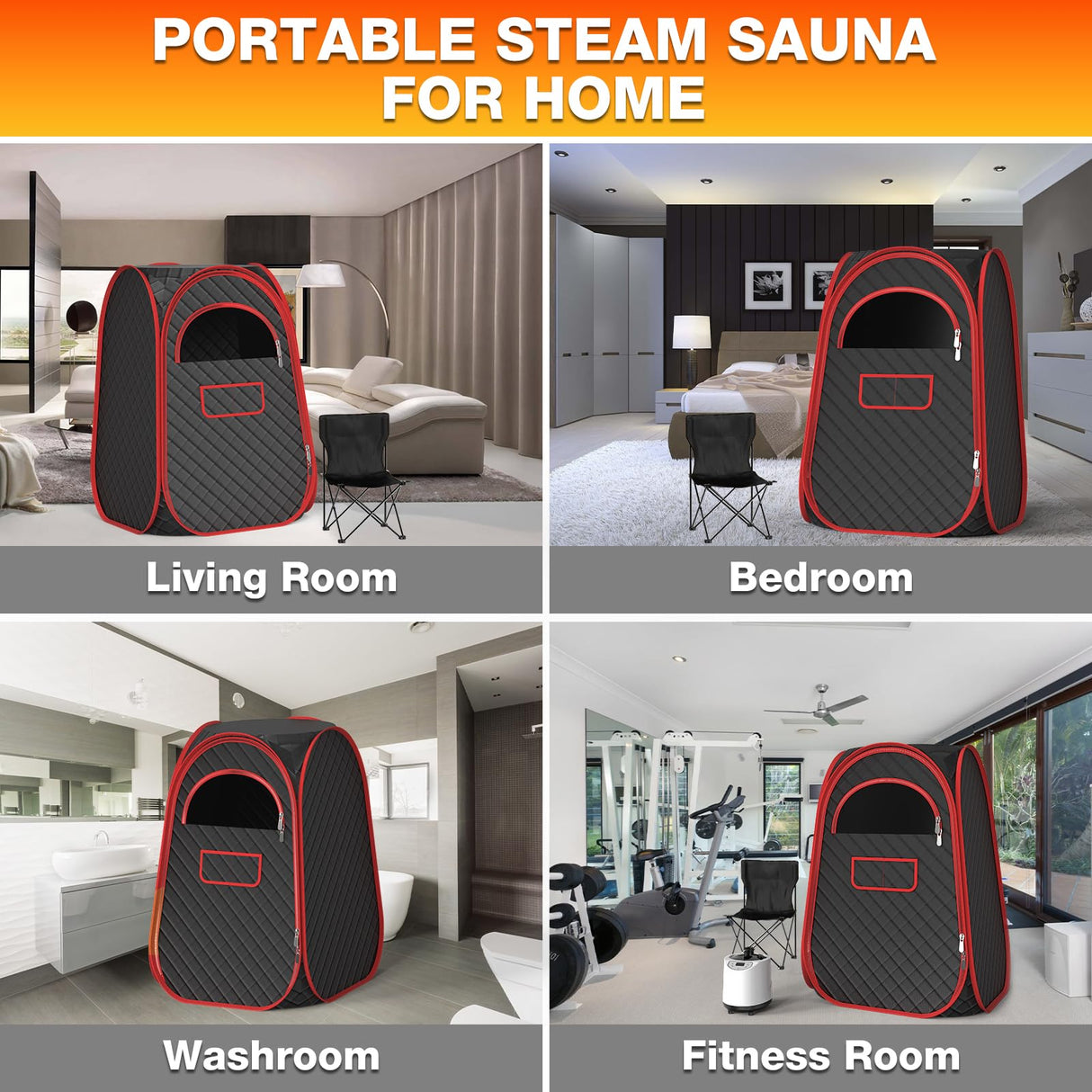 AgiiMan Portable Sauna Box - Full Body Steam Sauna, Portable Sauna for Home with 2.6 L 110V Steamer, Remote Control, Easy to Carry Sauna Tent for Indoor, Gym, Pilates, Hot Tubs AgiiMan