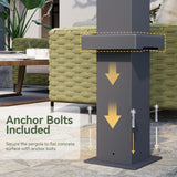 Aoxun Louvered Pergola 12' x 16' Outdoor Aluminum Pergola with Adjustable Top for Decks, Gardens and Backyards, Gray Aoxun