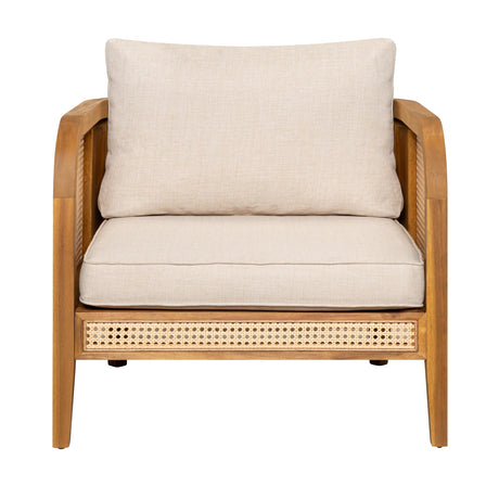 Christopher Knight Home Tilden 3-Piece Patio Furniture Set, 4-Seater Acacia Wood Outdoor Patio Sectional Furniture Set, Garden Wicker Loveseat and Accent Chair Set with Removable Cushions, Teak+Beige Christopher Knight Home