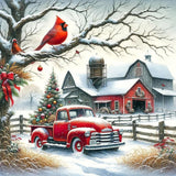 KTHOFCY 5D DIY Winter Landscape Diamond Painting Kits for Adults,Christmas Truck Full Drill Embroidery Cross Stitch Crystal Rhinestone Paintings Pictures Arts Wall Decor Painting Dots Kits 14X14 inch KTHOFCY