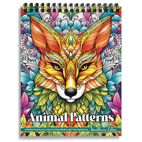 SOUTHERN LOTUS Animal Patterns Spiral Coloring Book Wirebound Hardcover Papers With Relaxing Animals Mandala Drawings Color Pages For Adults Women Seniors Mindfulness Relaxation Anxiety Relief SOUTHERN LOTUS
