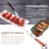 2 Pieces Meat Fork Stainless Steel Carving Fork with Wood Handle Cooking Fork BBQ Fork Grill Fork Steak Fork for Kitchen Barbecue Serving Cooking Grilling Roasting 10.5 Inches, Round Handle CHENGU