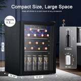 Antarctic Star Beverage Refrigerator Cooler,16 Bottle 66 Can Mini Fridge Glass Door for Beer Drinks or Wine for Home and Bar, Electronic Temperature Control, with Blue LED, 1.7 Cu.Ft Antarctic Star