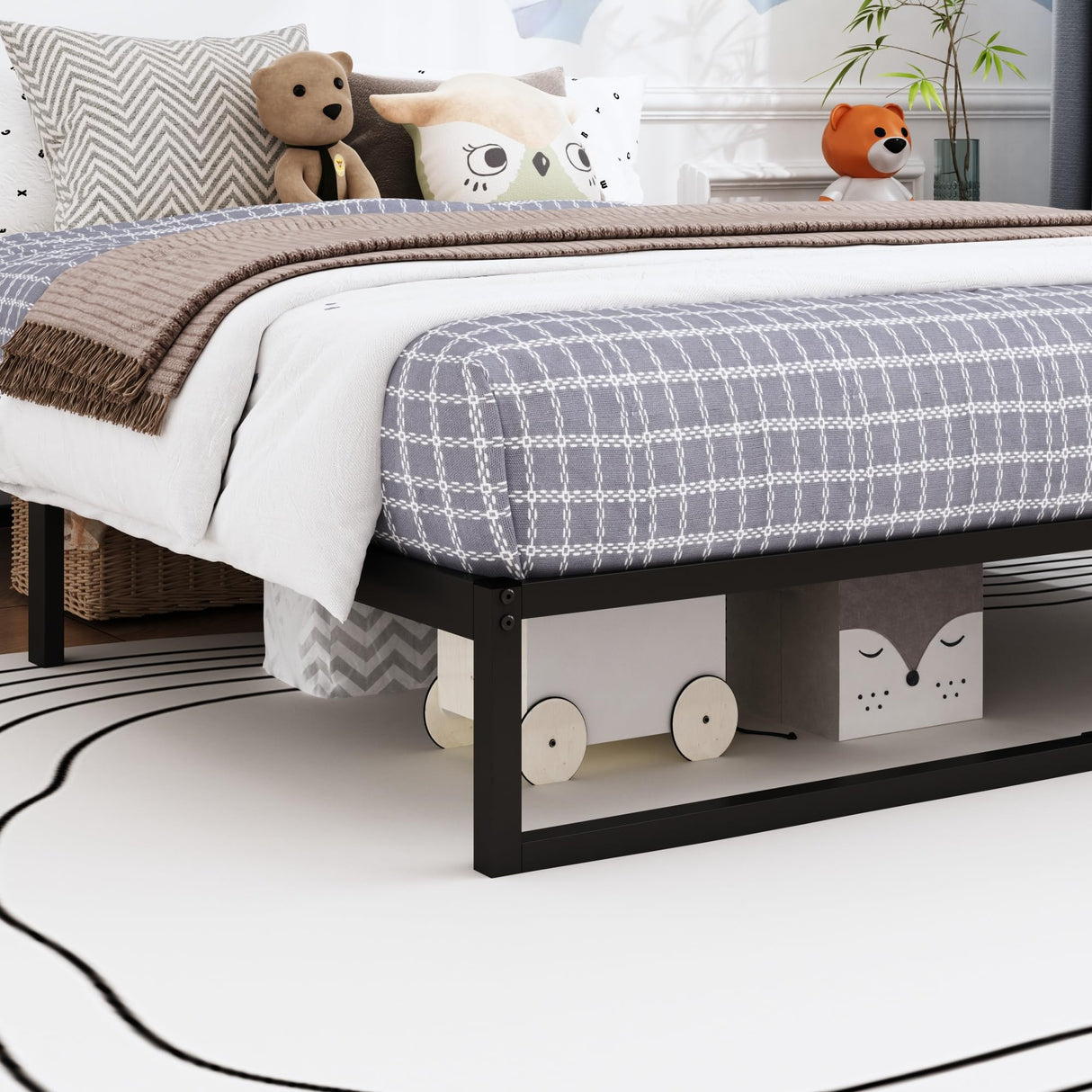 XINXINYAN Metal Bed Frame Queen Size 10 Inch,Black Heavy Duty Queen Mattress Foundation,No Box Spring Needed,Noise Free,Easy Assembly XINXINYAN