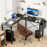 L Shaped Desk Gaming Computer 50 Inch Reversible Corner Table PC for Writing Study Student with Wood Tabletop Metal Frame CPU Stand Side Bag for Home Office Small Place, Black HealSmart