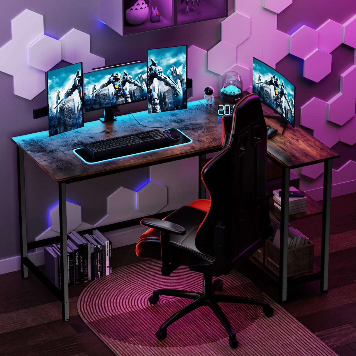 WOODYNLUX L Shaped Desk - 39" Home Office Computer Desk with Shelf, Gaming Desk Corner Table for Work, Writing and Study, Space-Saving, Rustic Brown WOODYNLUX