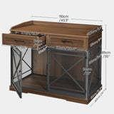 HOOBRO 43.3” Dog Crate Furniture, XL Heavy Duty Dog Kennel with Drawers, Wooden Crate Indoor Side End Table for Medium to Large Dogs, Triple Door Design, Walnut and Black HOOBRO