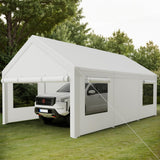 Shintenchi Carport 12' x 20' Heavy Duty Portable Garage, Car Port Canopy with Side-Opening Removable Door & Roll-Up Windows, Car Canopy for Truck,Car,Boat,Motorcycle,White Shintenchi