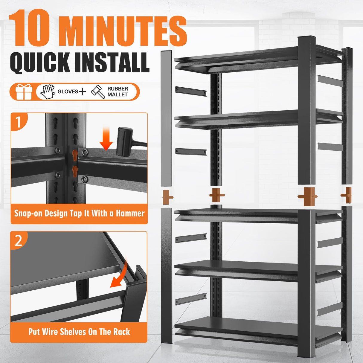 63" H, 2000 lb. Heavy Duty Storage Shelving Unit Adjustable 5-Tier Metal Garage Storage Shelves | Easy to Assemble, Storage Shelves for Basements and Garages, 63 "H*32 "W*16 "D Metallitrend