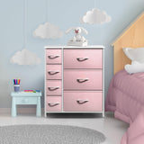 Sorbus Dresser with 7 Drawers - Furniture Storage Chest for Kid’s, Teens, Bedroom, Nursery, Playroom, Clothes, Toys - Steel Frame, Wood Top, Tie-dye Fabric Bins (7-Drawer, Pastel Pink) Sorbus