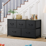 DWVO 5 Dresser for Bedroom, Fabric Dresser with 5 Drawers, Chest of Drawers for Closet, Black Dresser & Chest of Drawers DWVO
