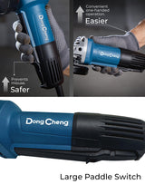 DongCheng Angle Grinder 4-1/2 inch 6.7-Amp Paddle Switch Cut off Tool 11800RPM Electric Grinder Power Tools with Cutting & Grinding Wheels, Flap Discs, Auxiliary Handle for Metal & Rust Removal Dong Cheng