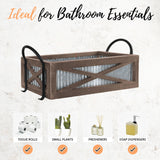 Autumn Alley Farmhouse Toilet Paper Basket for Back of Toilet - Farmhouse Toilet Paper Holder, Organizer and Toilet Paper Basket - Tank Topper Basket Holder, Farmhouse Rustic Home Decor, Brown Autumn Alley