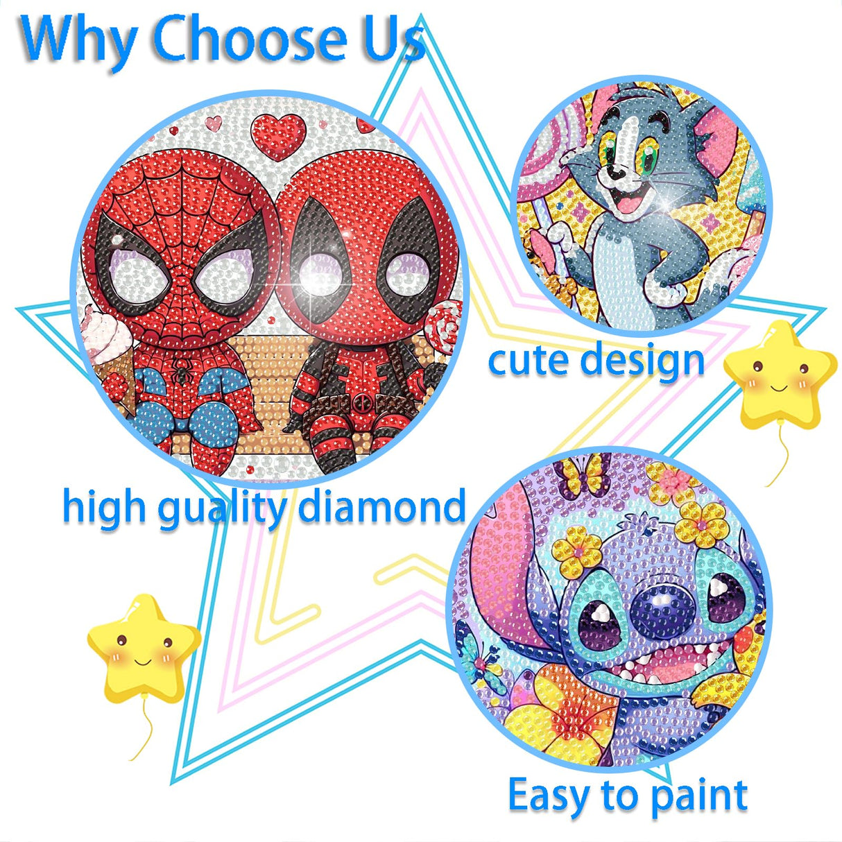 4 Packs Cartoon Diamond Art Kits for Kids,5D DIY Diamond Art Painting Kits for Kids Ages 4-8-12,Mosaic Kits Full Round Drills for Gifts and Home Wall Decor 6X6 Inch Fuinkqe