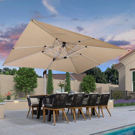 PURPLE LEAF 10' X 13' Patio Umbrella Outdoor Rectangle Umbrella Large Cantilever Umbrella Windproof Offset Umbrella Heavy Duty Sun Umbrella for Garden Deck Pool Patio, Beige PURPLE LEAF