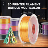 JAYO 3D Printer Filament Bundle, Dual Color Silk Filament Bundle Multicolor, Triple Color PLA Silk Filament, Individually Vacuum Packed, 250g Spool, 8 Rolls, 2kg in Total JAYO