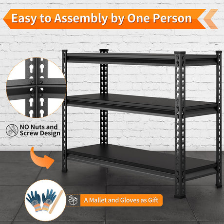 SDXYSTCE 3-Tier Garage Shelving Heavy Duty,40”W x 18”D x 36”H Metal Shelving Unit，1320 lbs Weight Capacity Adjustable Storage Shelves for Retiple Tanks, Aquariums, Pantry, Garage，Black SDXYSTCE