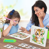 SENQAO Tiger Diamond Art Kit for Adults with Frame Art and Crafts for Adults Ages 6-8 -10-12 Easy to DIY Diamond Art for Adults and Adult Beginners Home Wall Decoration 7.1x7.1inch SENQAO